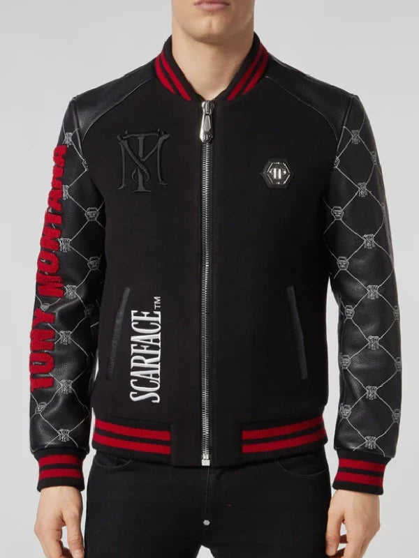 Philipp Plein Tony Montana Scarface Leather Bomber Jacket