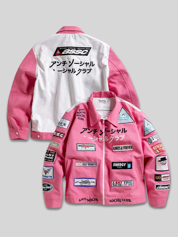 Pink PATCHED UP RACING JACKET
