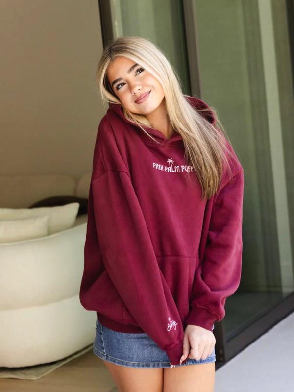 Pink Palm Puff Embreigh Hoodie