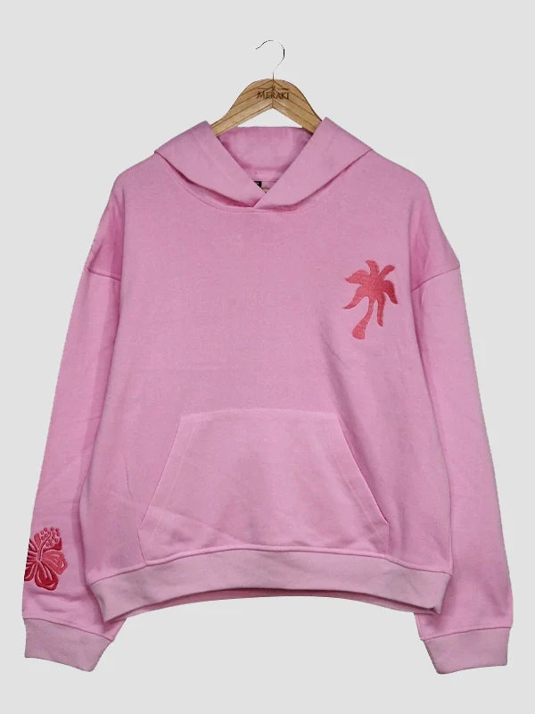 Pink Palm Puff Pullover Hoodie