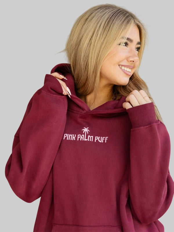 Pink Palm Puff x Embreigh Live in the Moment Hoodie Cherry