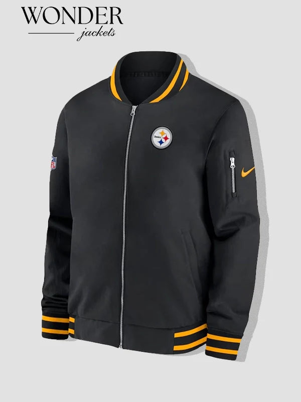 Pittsburgh Steelers Nike Sideline Coach Bomber Jacket Black