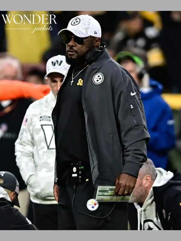 Pittsburgh Steelers Salute to Service Mike Tomlin Nike Black Bomber Jacket