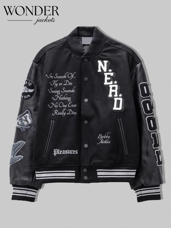 Pleasures Nerd Varsity Letterman Jacket Black
