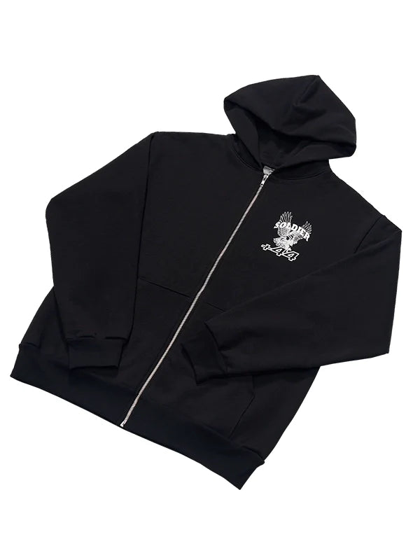 Plus44 Soldier Racer Black Zip Up Hoodie