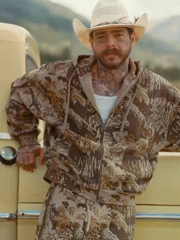 Post Malone Skims Realtree Camo Zip-Up Hoodie