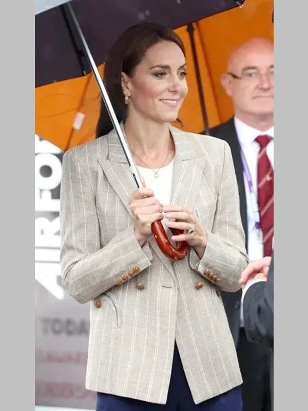 Princess Of Wales Kate Middleton Blaze Pinstriped