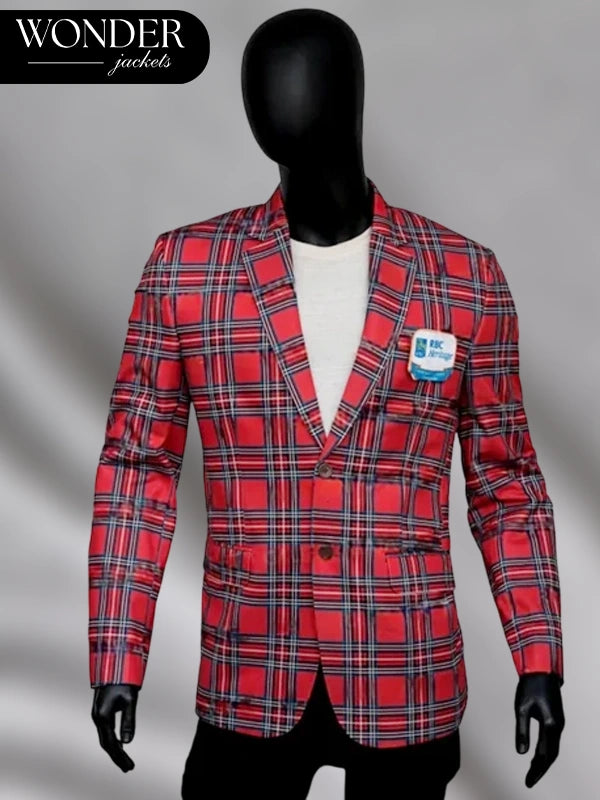 RBC Heritage Tartan Plaid Check Printed Red Jacket