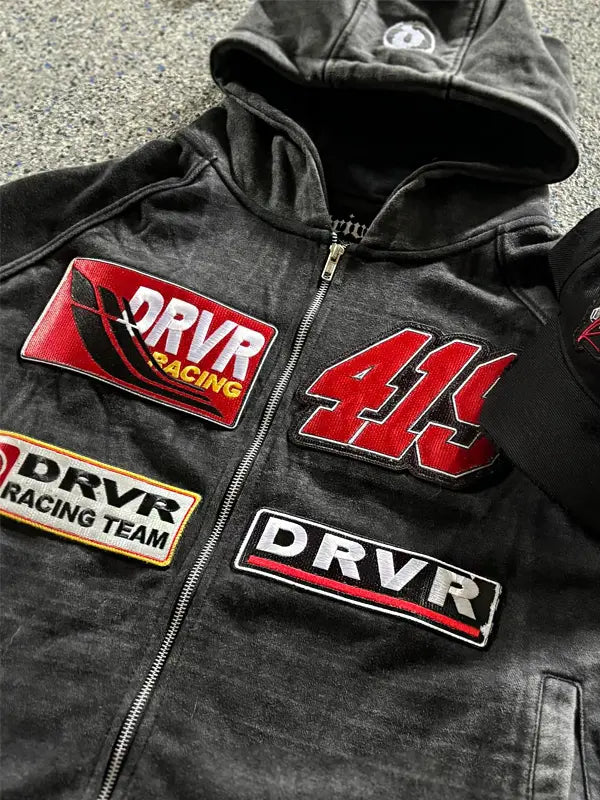 Raceway Zip Up 419 Driver Hoodie Grey