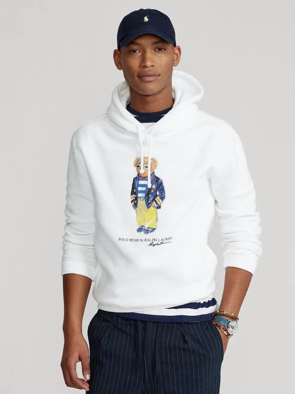Ralph Lauren Polo Bear White Fleece Hoodie