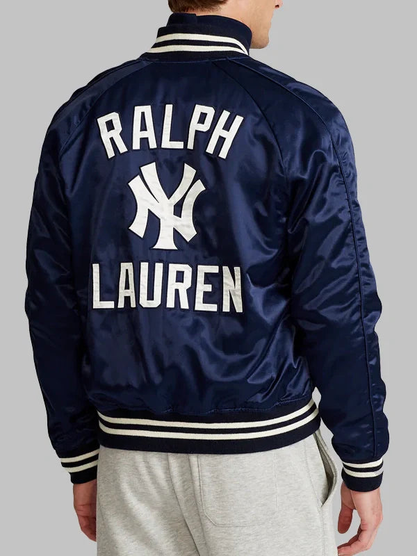 Ralph Lauren Yankees Blue Satin Bomber Jacket