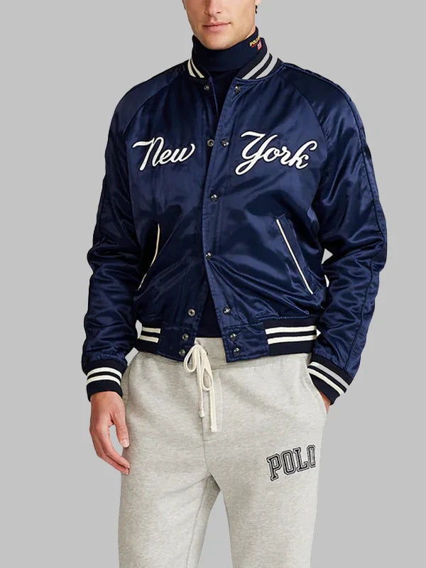 Ralph Lauren Yankees Blue Satin Varsity Jacket