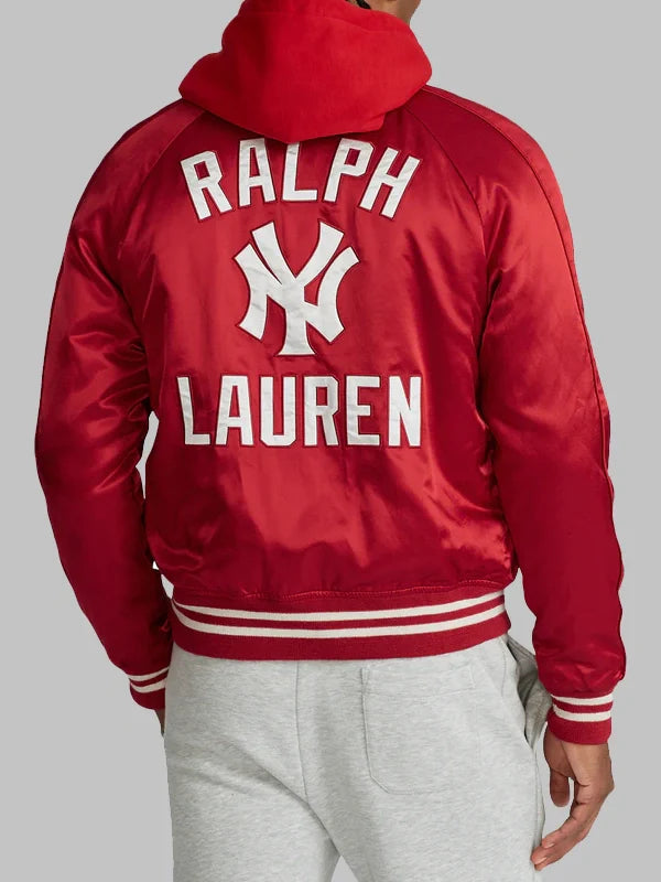 Ralph Lauren Yankees Red Satin Bomber Jacket
