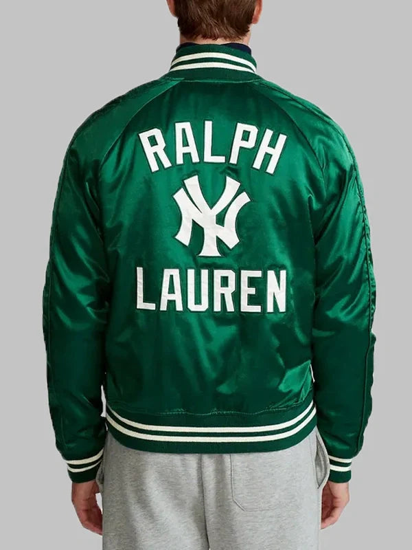 Ralph Lauren Yankees Satin Varsity Jacket Green