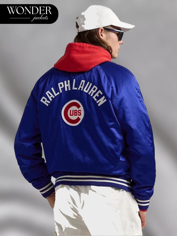 Ralph Lauren Chicago Cubs Satin Varsity Jacket Blue