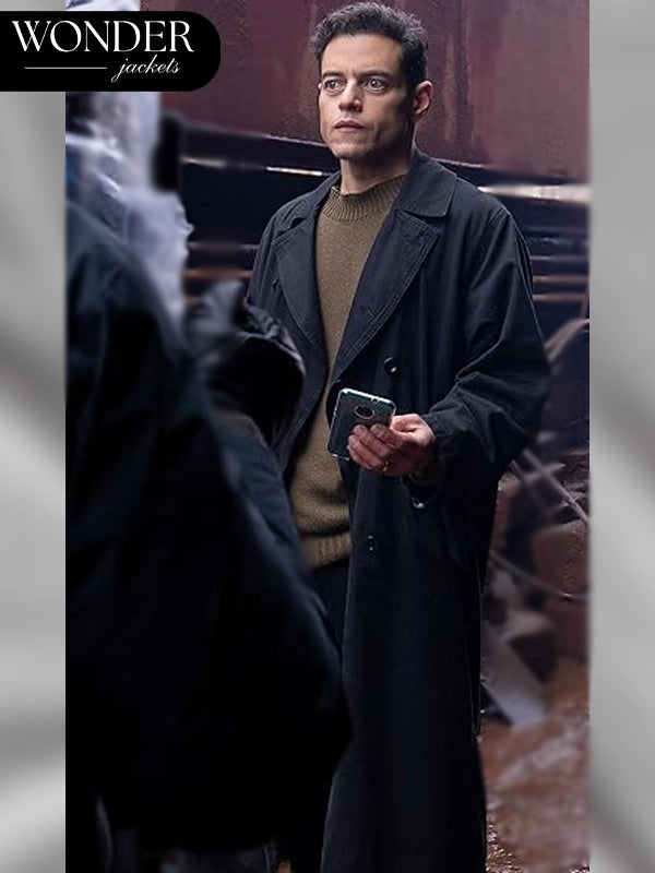 Rami Malek The Amateur Black Trench Coat