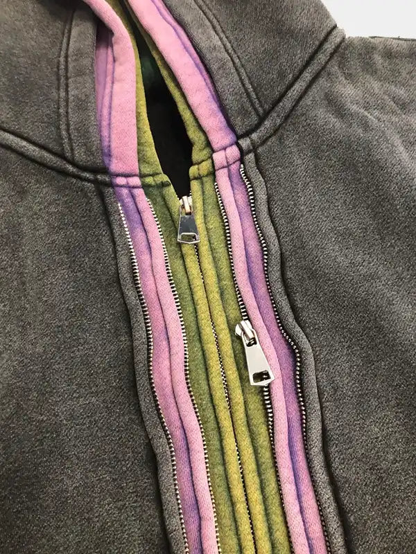 Raspberry X GV Gallery Hills Spliced 3 Zip Hoodie