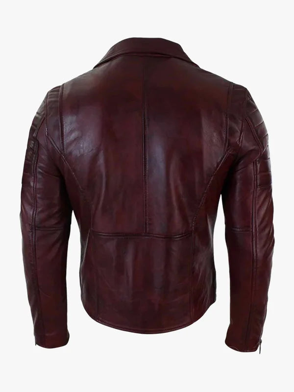 Slim Fit Brando Burgunder Bikerjacke