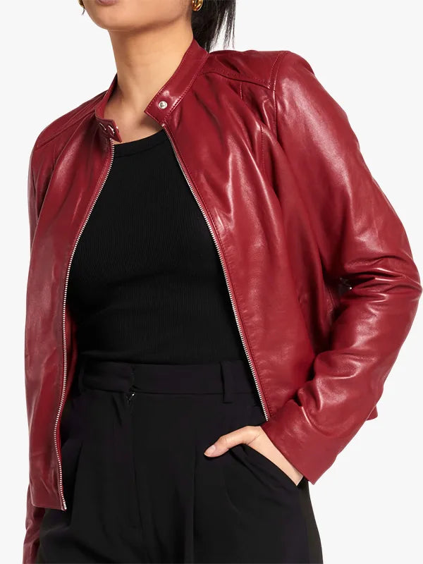 Red Leather Racer Jacket