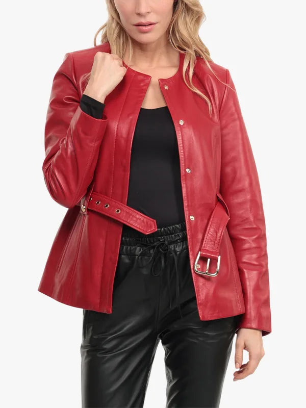 Red Woman Lakes Leather Guignard Jacket