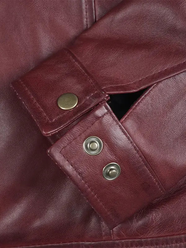 Reeves Herren Harrington Echtlederjacke Burgunderrot