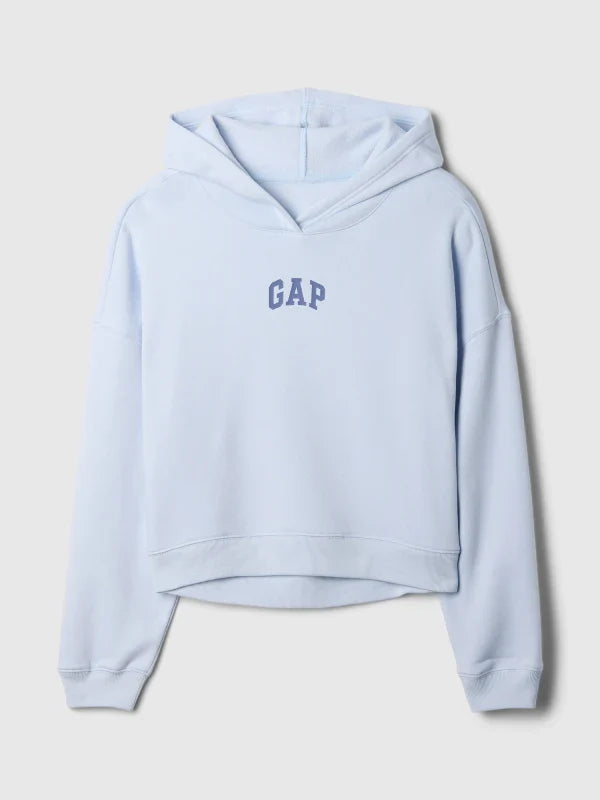 Relaxed Gap Mini-Logo Cropped Hoodie Blue