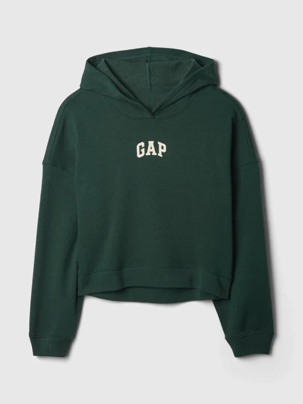 Relaxed Gap Mini-Logo Cropped Hoodie Green