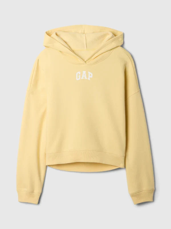 Relaxed Gap Mini-Logo Cropped Hoodie Yellow