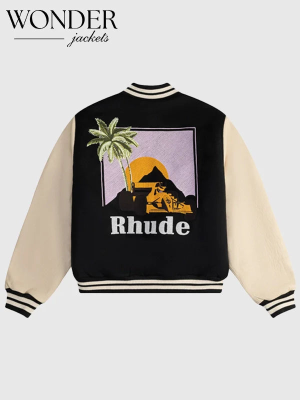 Rhude Gp Black & White Varsity Jacket