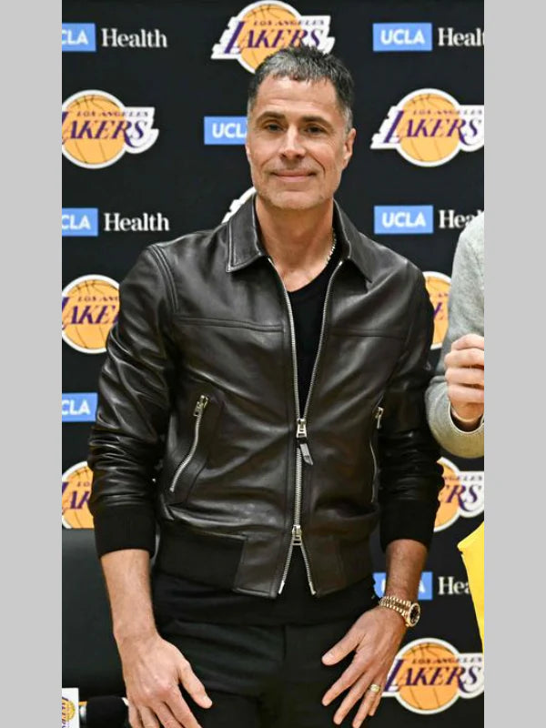 Rob Pelinka Black Bomber Leather Jacket