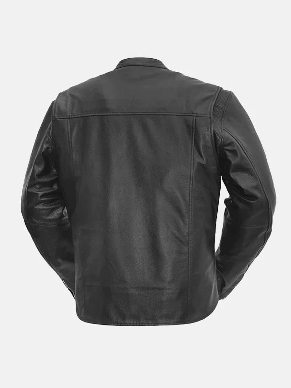 Rocky Mens Black Motorcycle Leather Jacket Back