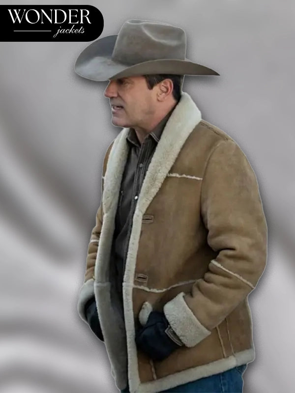 Roy Tillman Fargo S05 Jon Hamm Suede Brown Shearling Jacket