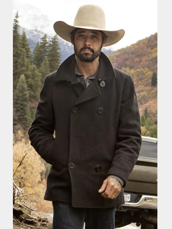 Ryan Bingham Yellowstone Black Peacoat