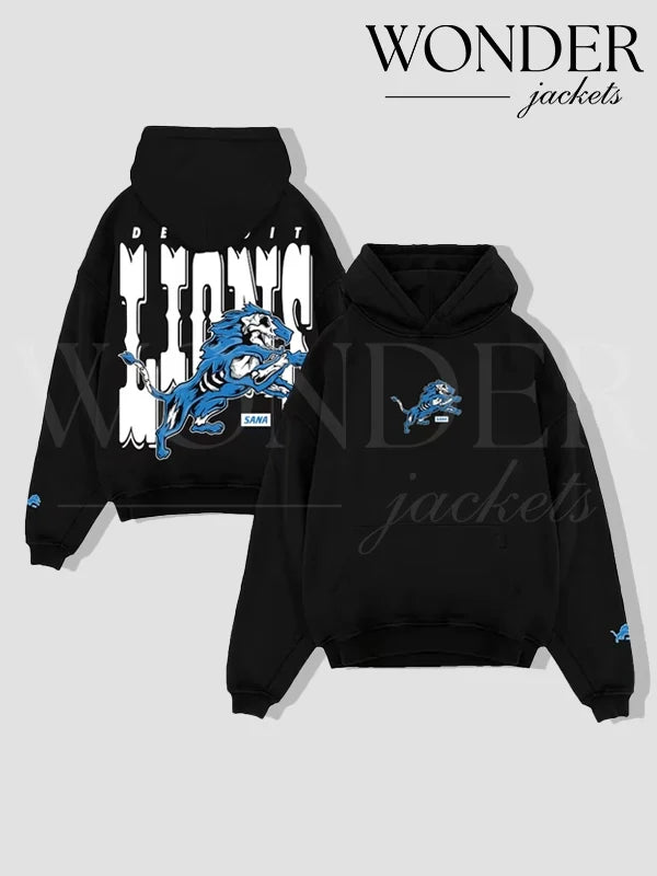 SANA x Detroit Lions Skeleton Black Hoodie