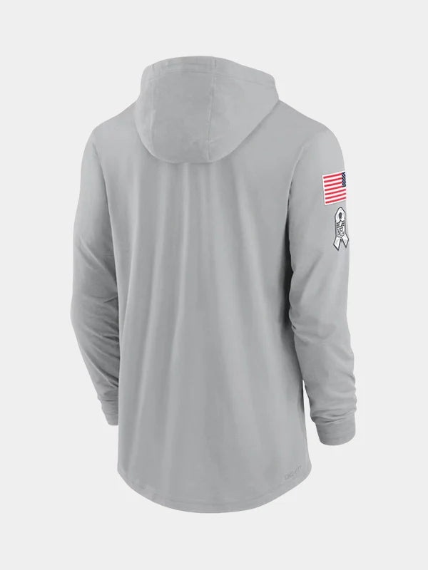 Salute to Service Kansas City Chiefs Long Sleeve Hooded T-Shirt Grey