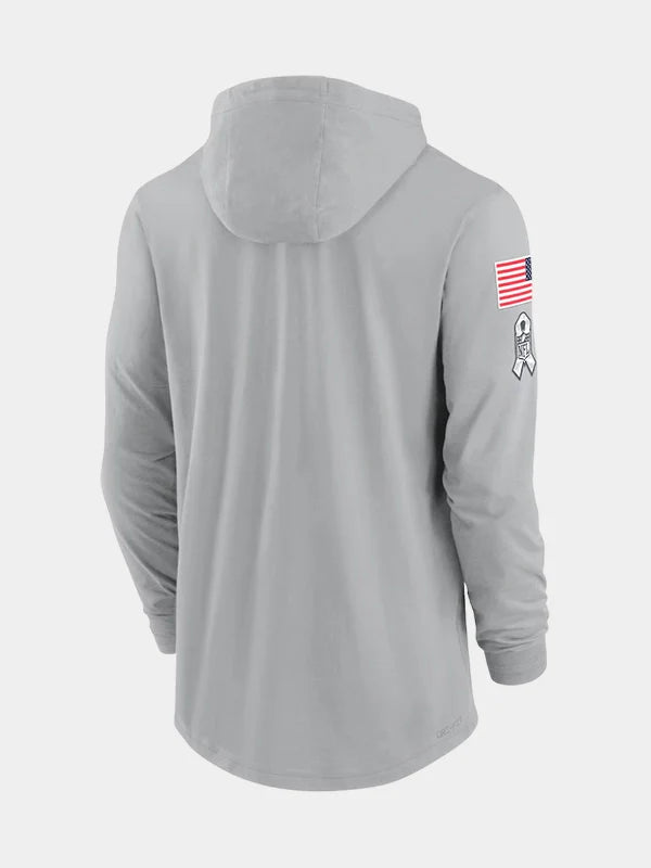 Salute to Service Miami Dolphins Long Sleeve Hooded T-Shirt Grey