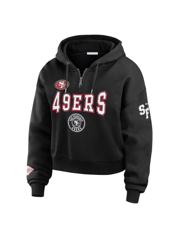 San Francisco 49ers Erin Andrews Black Quarter-Zip Hoodie