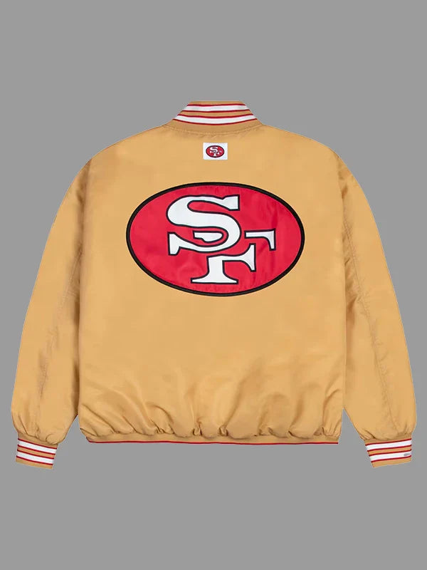 San Francisco 49ers GOLF WANG Gold Satin Full-Snap Bomber Jacket