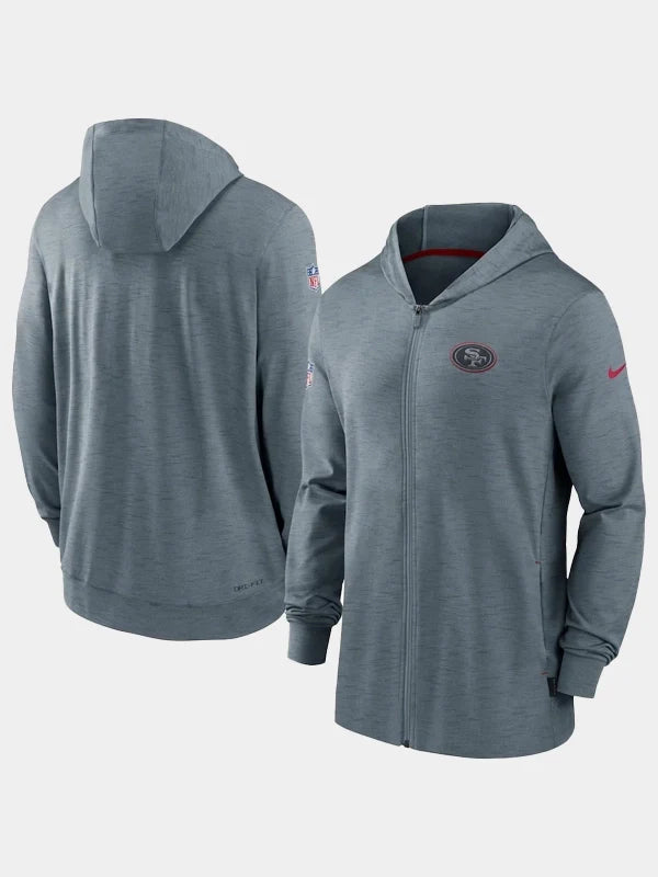 San Francisco 49ers Grey Sideline Full-Zip Hoodie