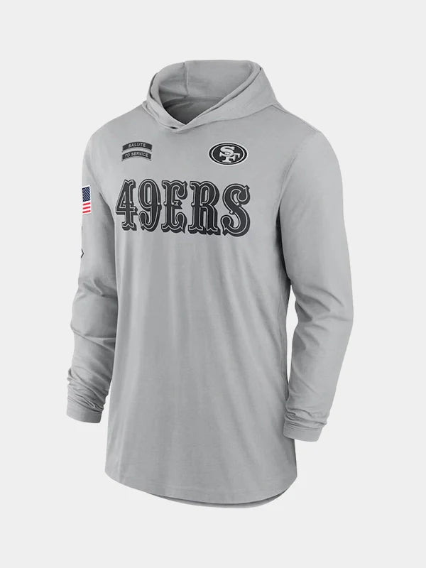 San Francisco 49ers Salute to Service Long Sleeve Hooded T-Shirt Grey