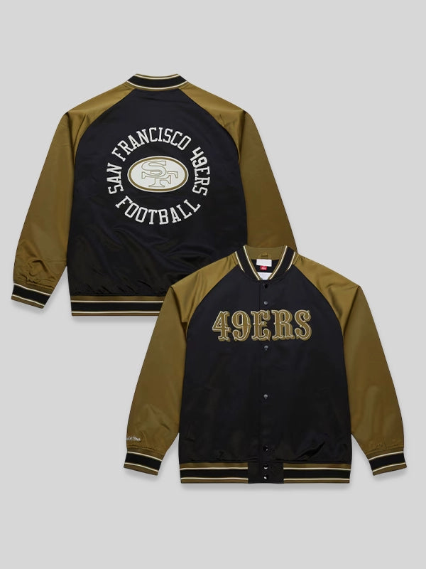 San Francisco 49ers Double Clutch Raglan Jacket Mitchell And Ness