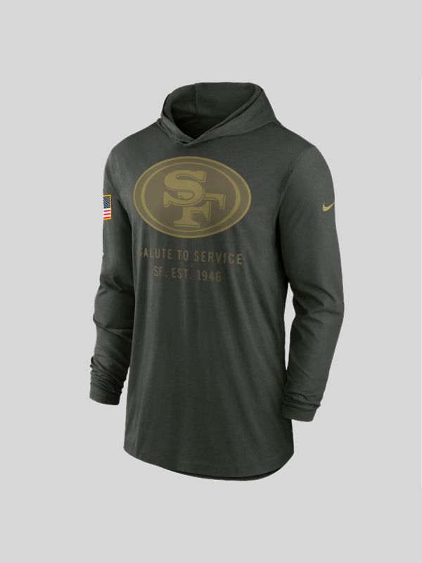 San Francisco 49ers Nike Salute to Service Hooded Long Sleeve T-shirt 2025
