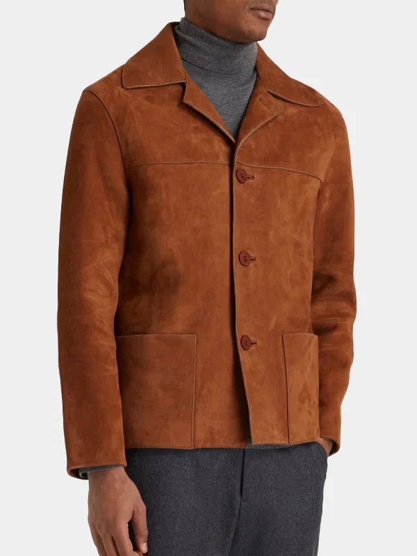 Sandro Suede Jacket Brown