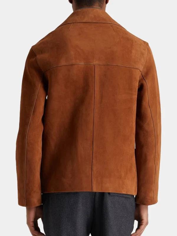 Sandro Suede Leather Jacket Brown