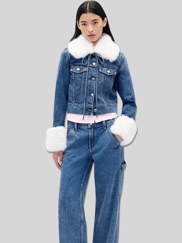 Sandy Liang Gap Cropped Denim Jacket Womens