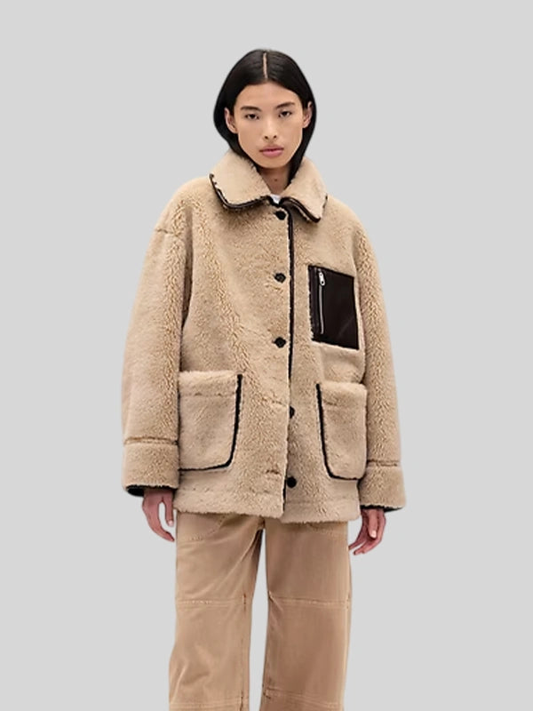 Sandy Liang Gap Vegan Leather Sherpa Reversible Jacket
