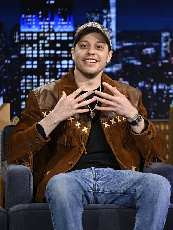 Saturday Night Show Pete Davidson Brown Suede Fringe Jacket