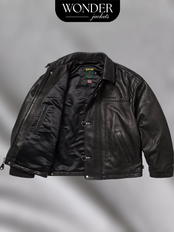 Schott NYC x Supreme Leather Jacket Black 