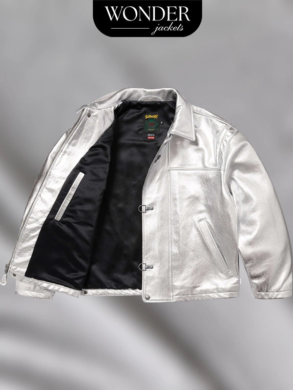 Schott NYC x Supreme Silver Leather Jacket 