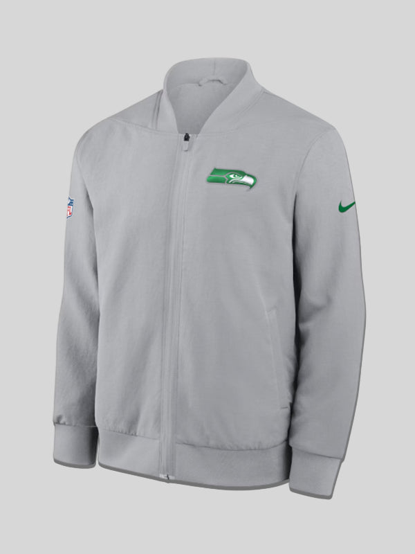 Seattle Seahawks Nike 2025 Rivalries Sideline Bomber Grey Jacket
